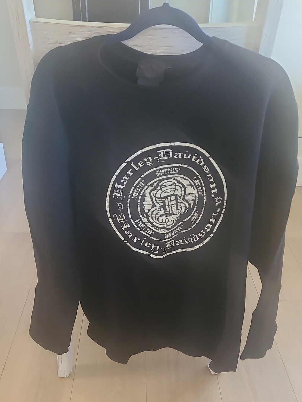 Harley-Davidson Black Crewneck with White Circular Logo